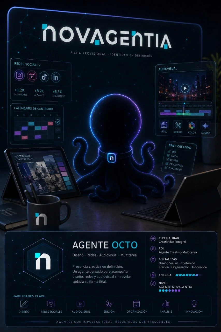Octo, agente IA creativo de diseño, redes, audiovisual y multitarea